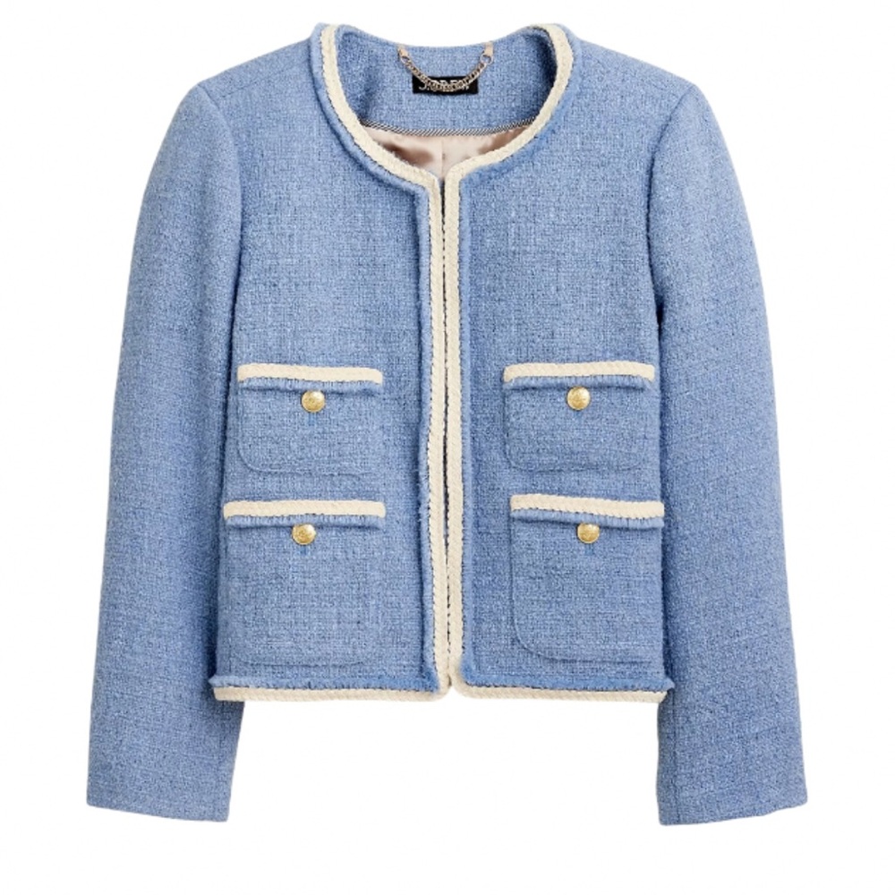 J. Crew Blue Blazer with Cream Trim and Structured Silhouette